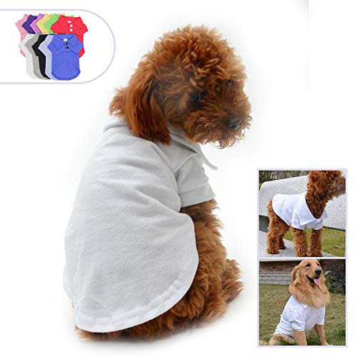 Basic Dog Polo Shirts Premium Cotton (M (-12lbs) / White)