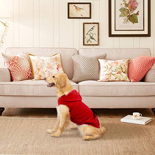 Fleece Dog Hoodie with Pouch (Small / Red)