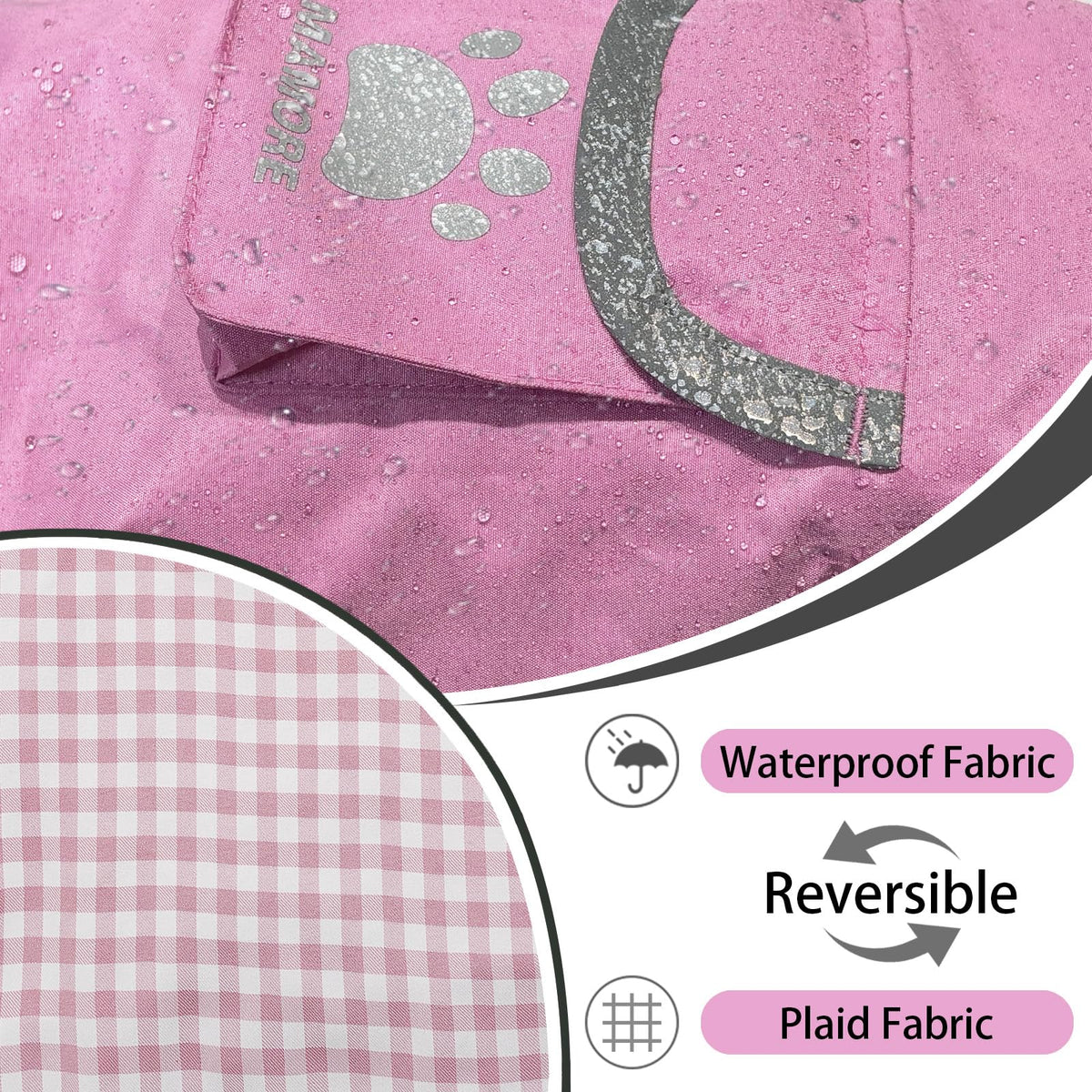 Waterproof Dog Raincoat Reversible (Rose Pink / Small(9-13lb))