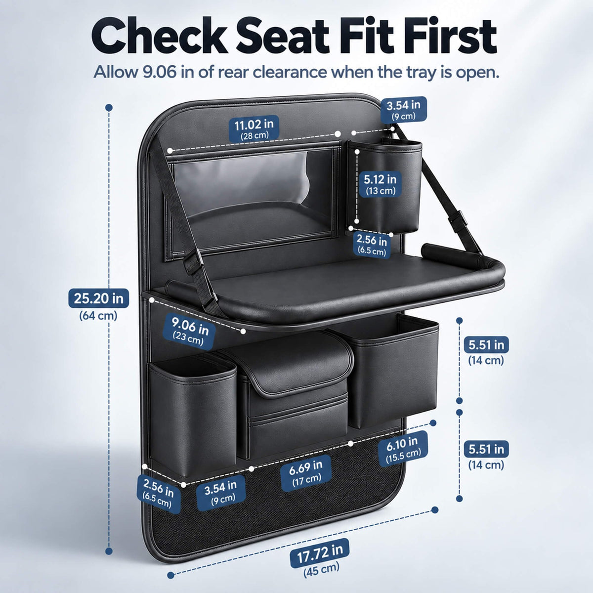 Backseat Car Organizer with Fold (Black)