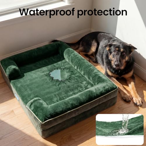 Orthopedic Extra Large Dog Bed Couch (44" x 29" x 7" / 04-Green)