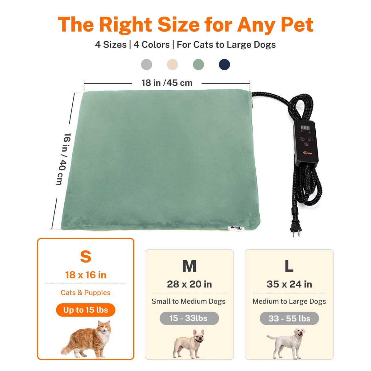 Cat Heating Pad (Sage Green / S: 18.0"x 16.0")