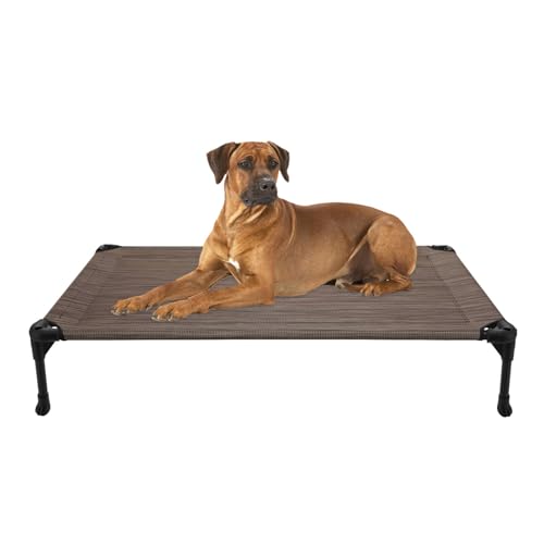Outdoor Elevated Dog Bed Large Sized Dogs (45.0"L x 33.0"W x 7.0"Th / Brown)