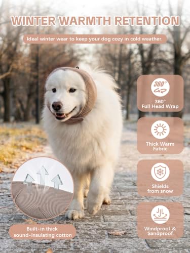 Dog Ear Cover (Khaki / L(Head Size:18-24",Rec. Weight 66–94 lbs))
