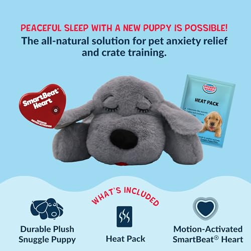 Snuggle Puppy Heartbeat Toy (Grey / 1 Count (Pack of 1))