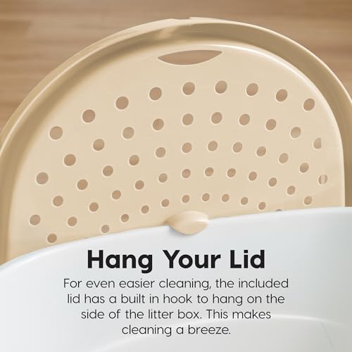 Top Entry Cat Litter Box (Oval / White w/ Scoop)