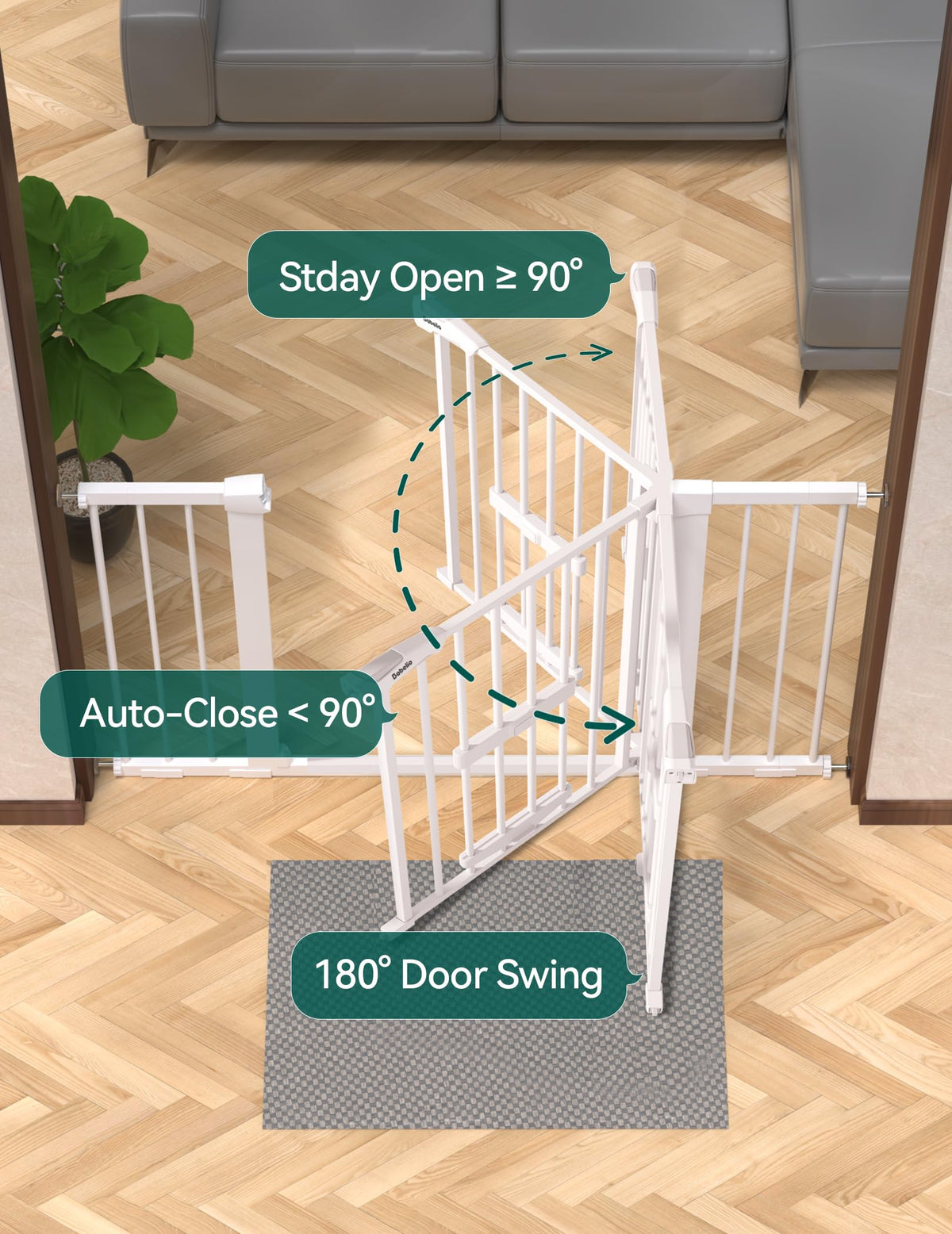 Extra Wide Dog Gate with Cat Door (White / 29-48" Wide, 30" Tall)