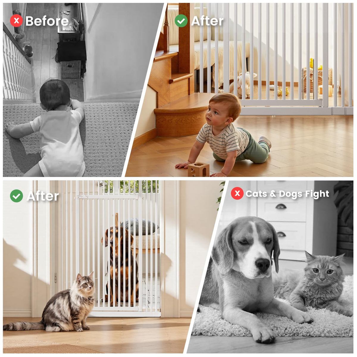 Extra Tall Cat Gate 51" (White / 51-87"/130-220cm)