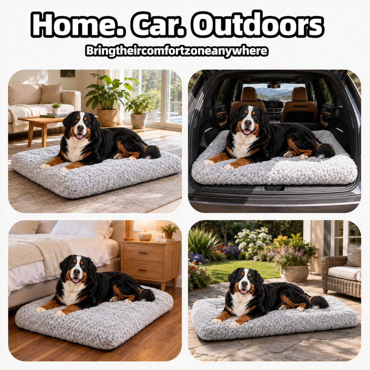 Extra Large Dog Bed (Light Grey / 53"L x 35"W x 4"Th)