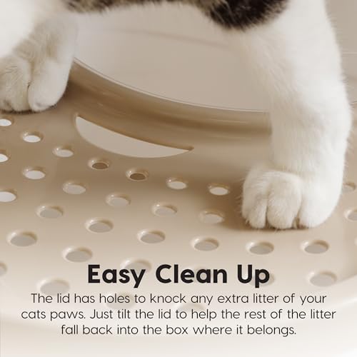 Top Entry Cat Litter Box (Oval / White w/ Scoop)