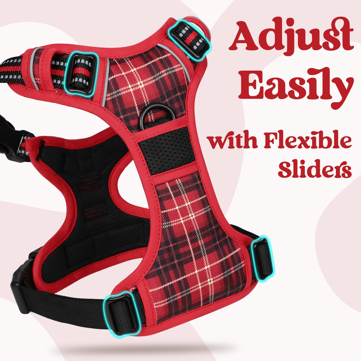 Dog Harness for Large (Red Plaid / X-large)