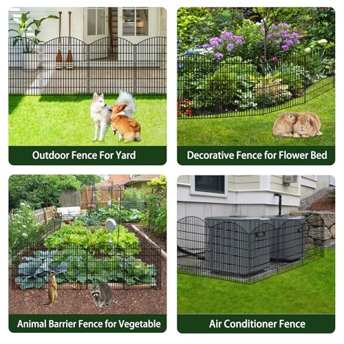 15 Panels Decorative Garden Fence (Black / 15 Panels-32in(H)x37.9ft(L)-Convex)