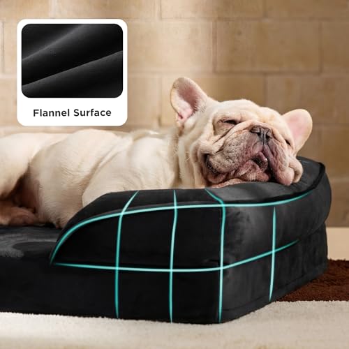 Orthopedic Dog Bed Medium Size Dogs (Black / 28"l X 23"w X 6.5"th)