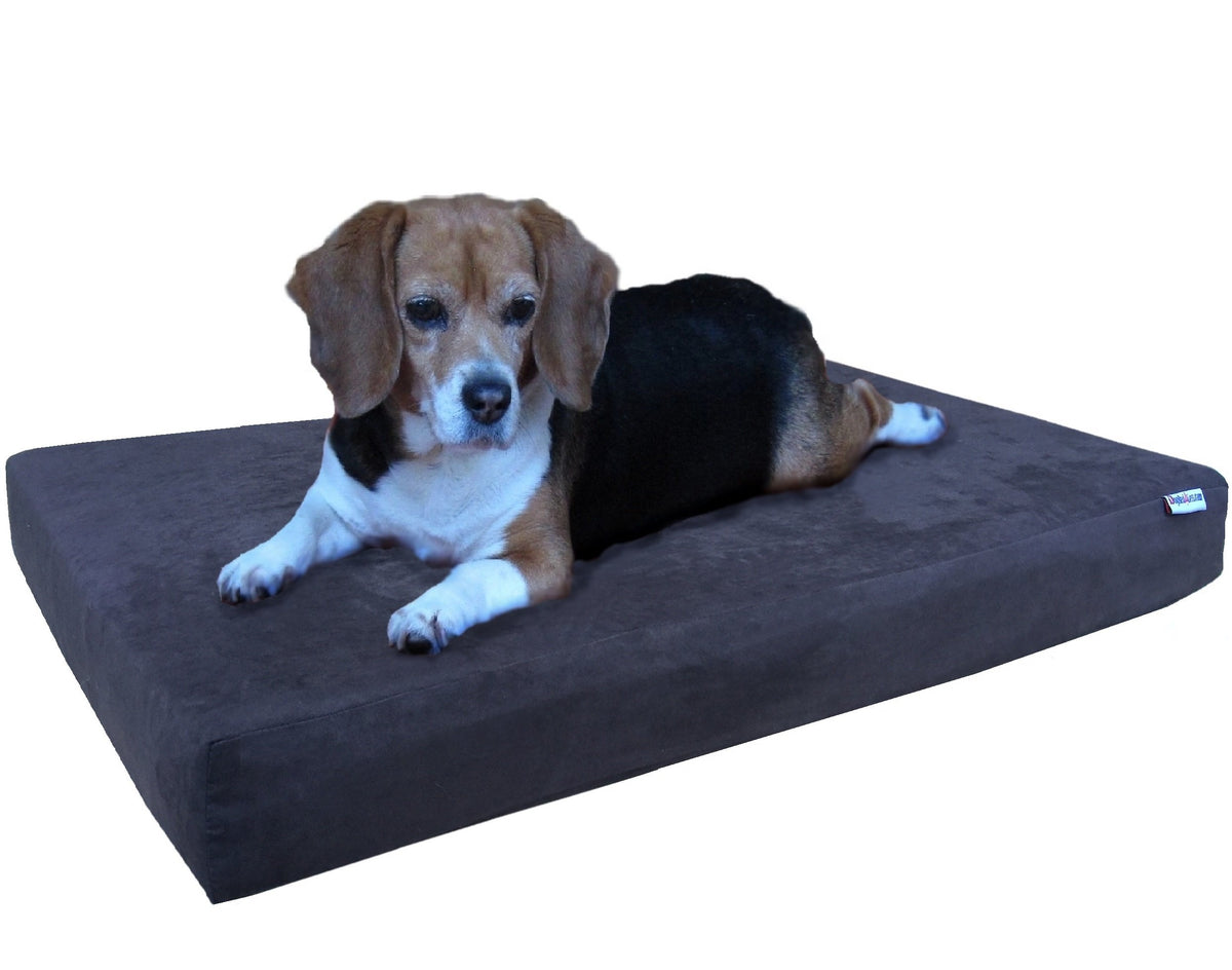 Orthopedic Gel Cooling Memory Foam Dog Bed with Waterproof Liner and External Washable Suede Cover for Small to Medium Pet (Medium 35" Length X 20" Width / Microsuede in Espresso)