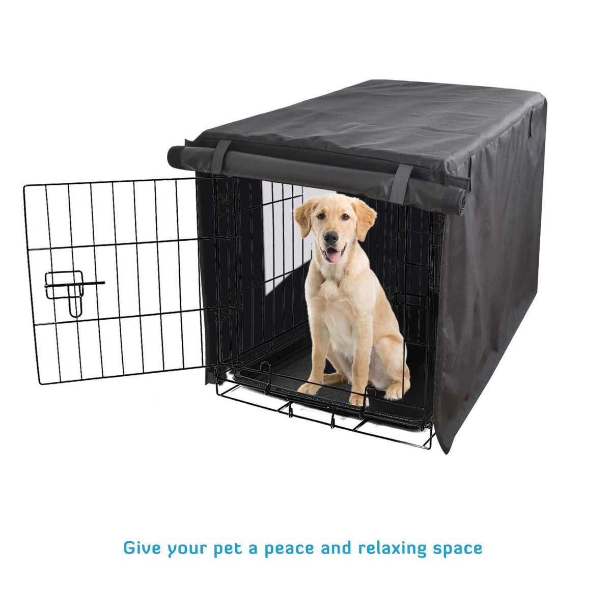 Dog Crate Cover (55.0"L x 38.0"W x 45.0"H / Black)