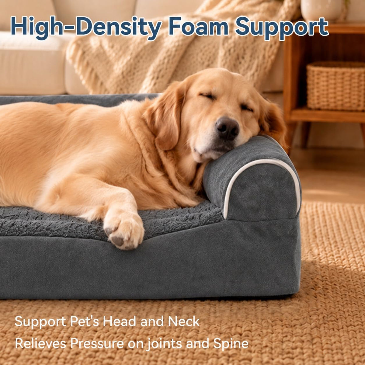 Orthopedic Dog Beds Large Sized Dog Washable Couch Bed (Dark Drey / 36" x 27" x 6.5")