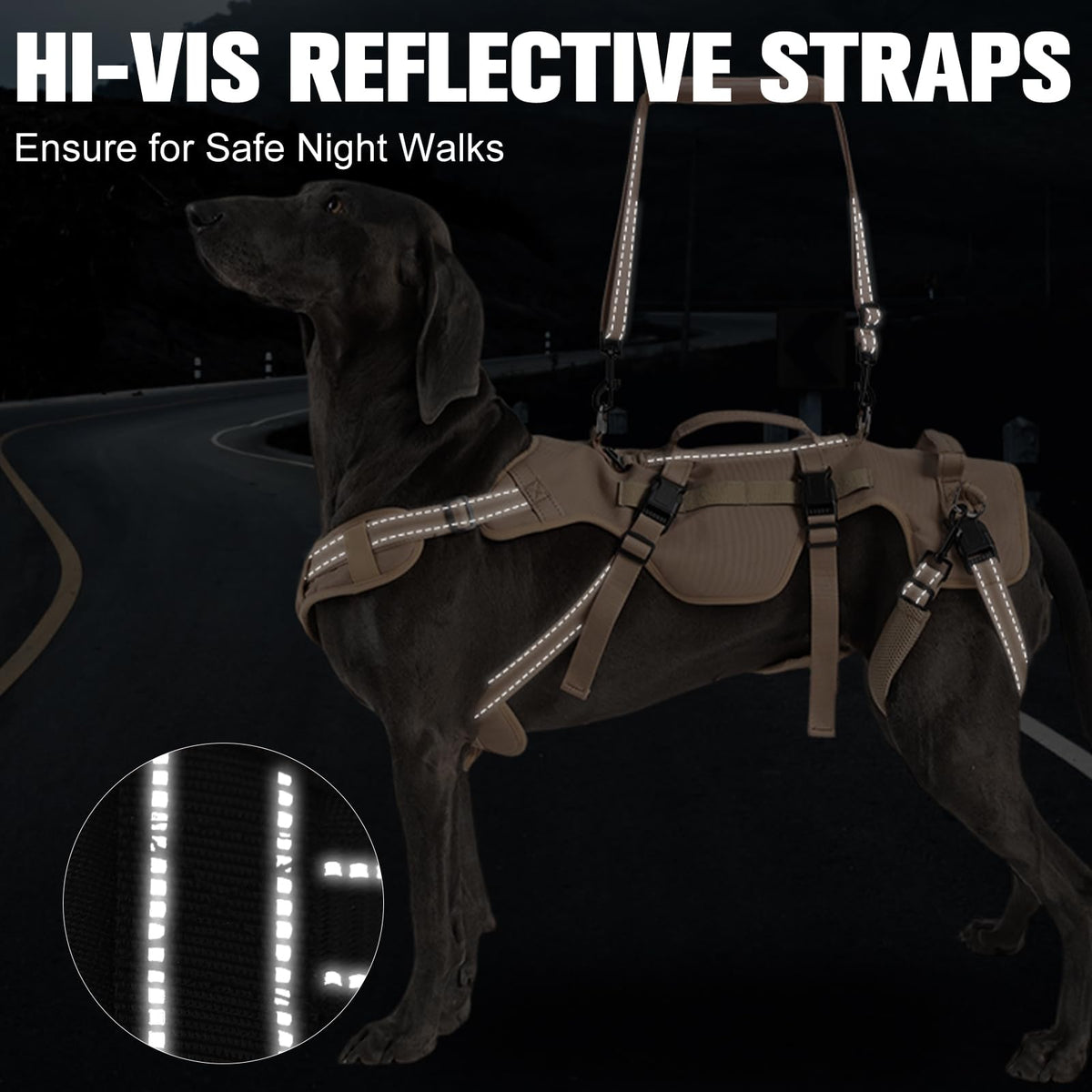 Dog Lift Harness for Large Dogs (Khaki / Large)