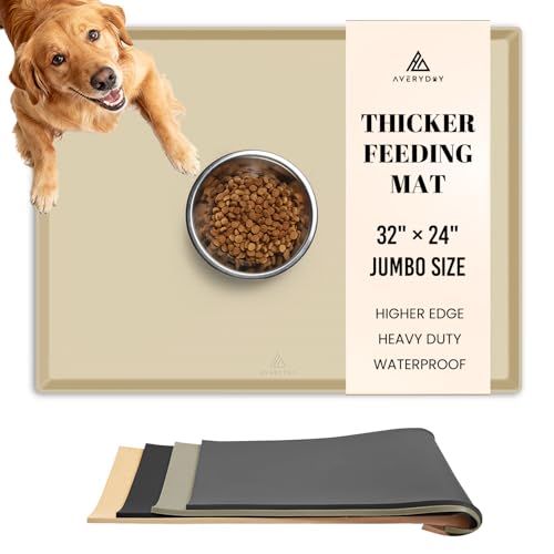 32x24 Waterproof Silicone Dog Food Mat (Cream / 32" x 24")