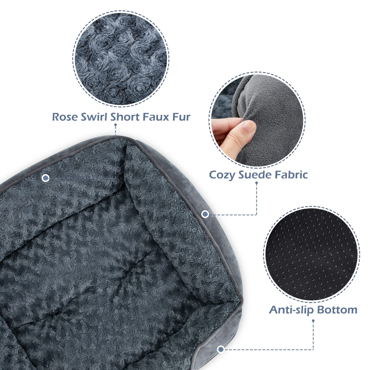 Rectangle Washable Orthopedic Dog Bed for Small (S(20"x 19"x 6") / Grey)