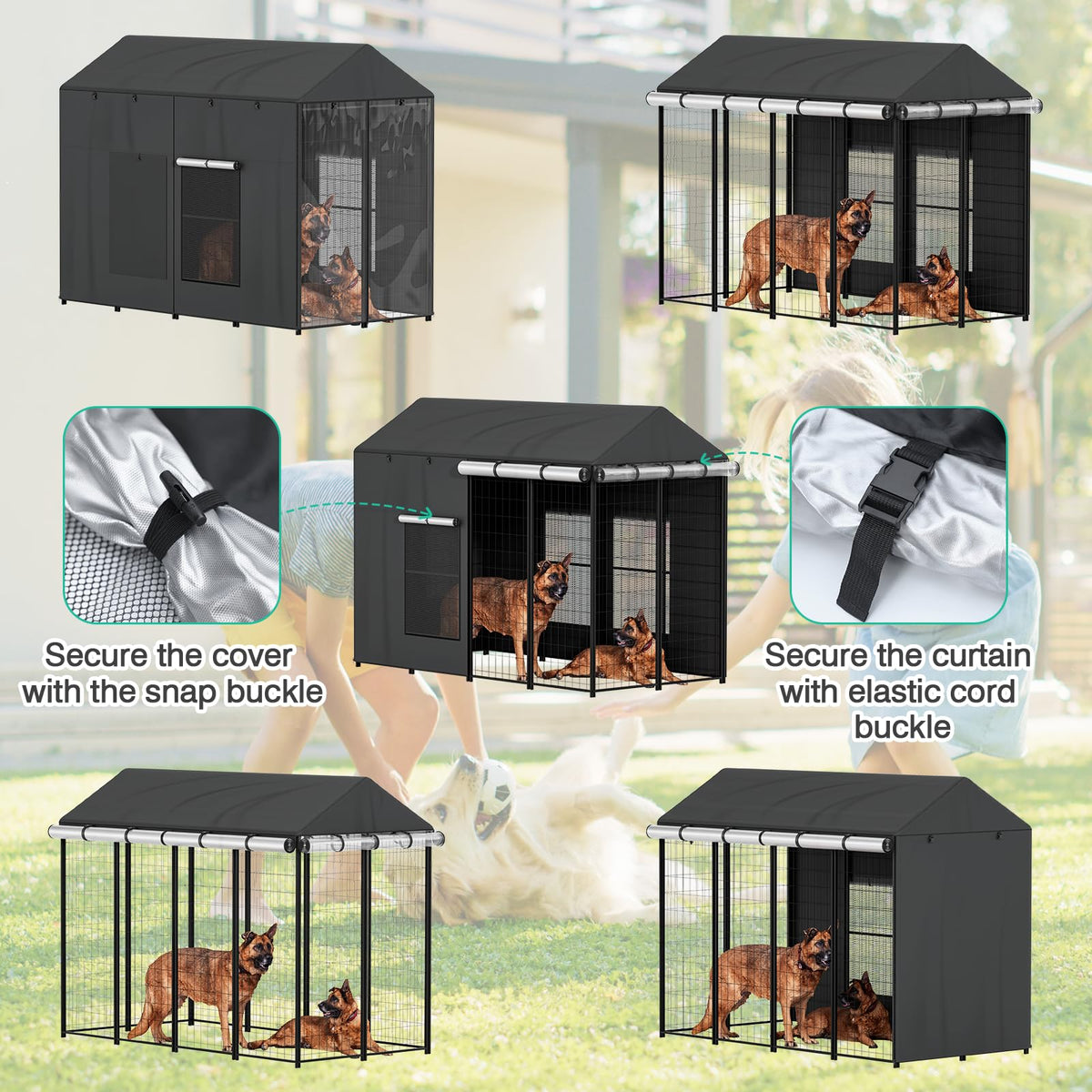 Outdoor Dog Kennel Cover 8'D x 4'W x 6'H (8'D x 4'W x 6'H)
