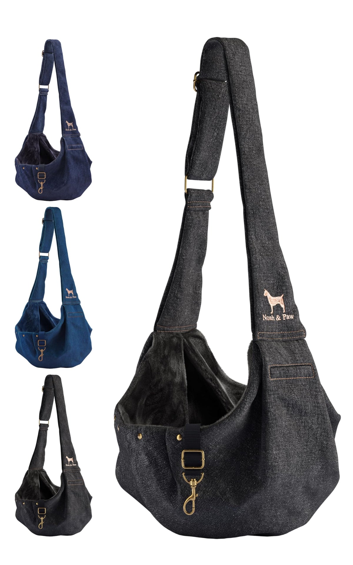 Dog Sling Carrier for Small Dogs 5 (Black (Denim) / 18.0"L x 10.0"W x 6.5"H)