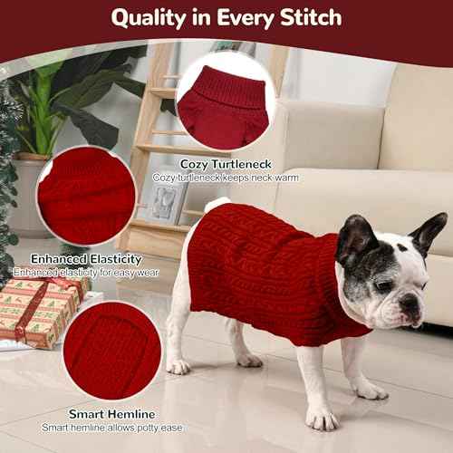 Dog Sweater 2 Pack for Medium Dogs (Red & Green / Medium)
