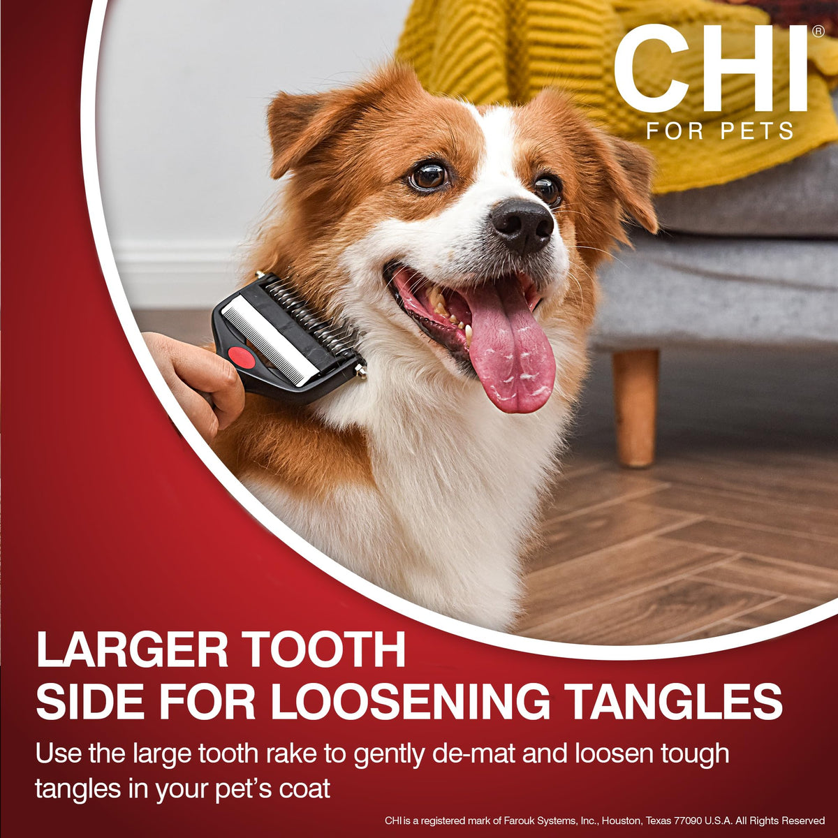 for Dogs 2 in (Red - Dematting Deshedding Rake / 1 Count (Pack of 1))
