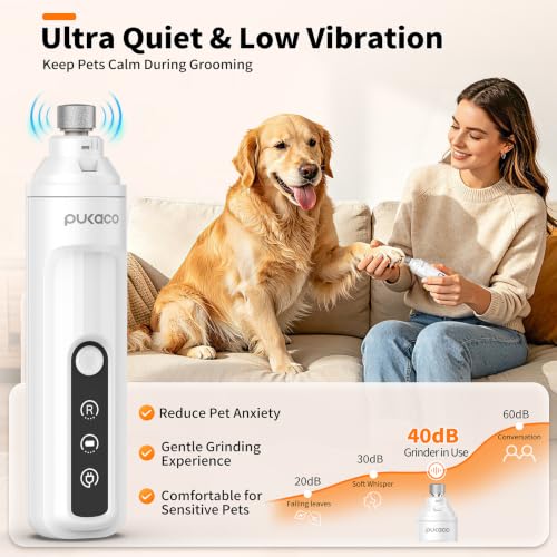 Whisper Quiet Dog Nail Grinder with Light Electric Cat Nail Trimmer