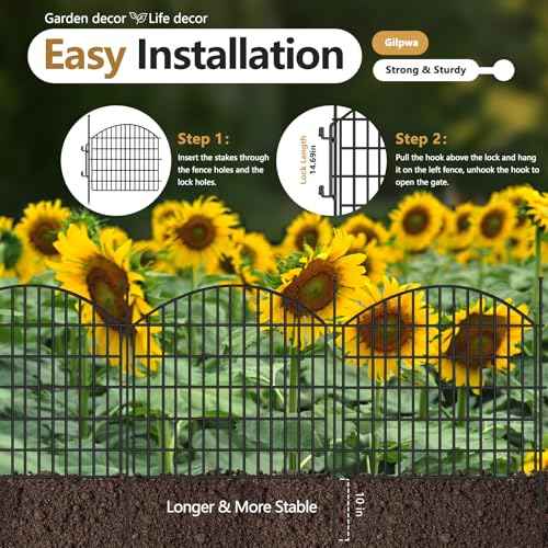 10 Panels Garden Fencing Animal Barrier with Lock (24in(H) X 20ft(L))