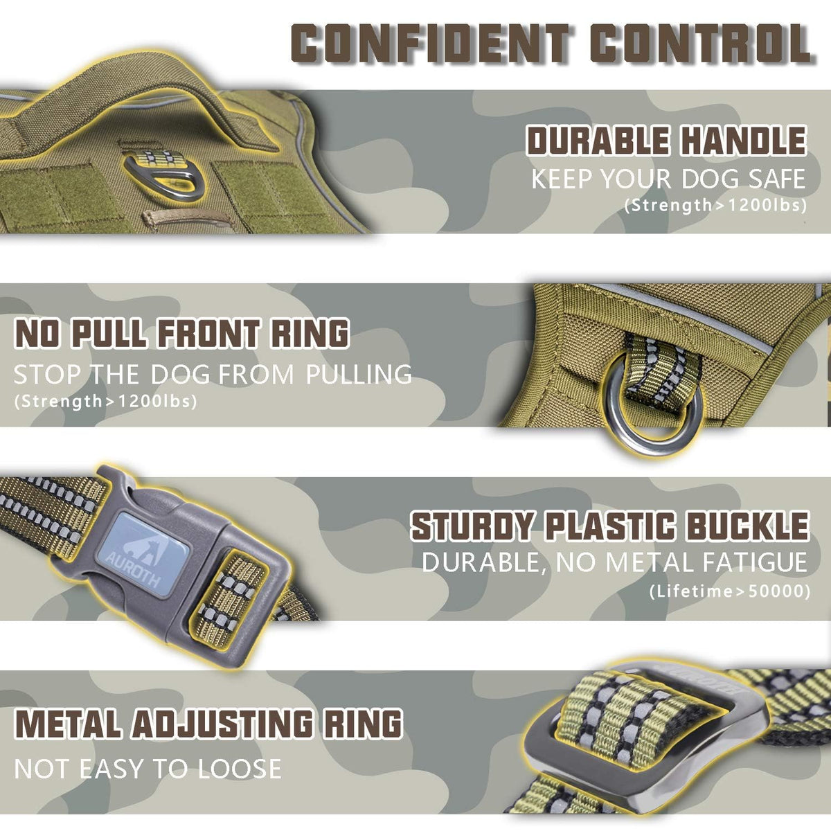 Dog Harness for Small Medium Dogs (Army yellow / S(Neck:14-21",Chest:20-31"),18-35 lbs)