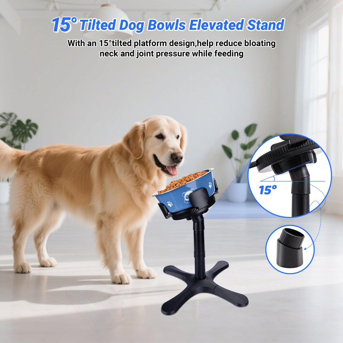 Dog Bowls Elevated Adjustable Stand (Black / Dog Bowl Stand 1 Pack Black)