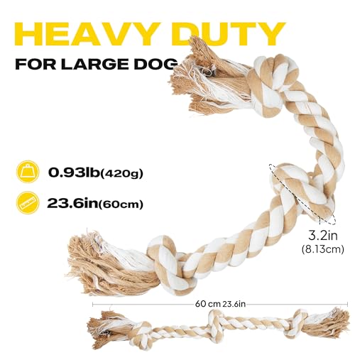 Dog Rope Toys for Medium Large Dogs (White-3 knots / Large)