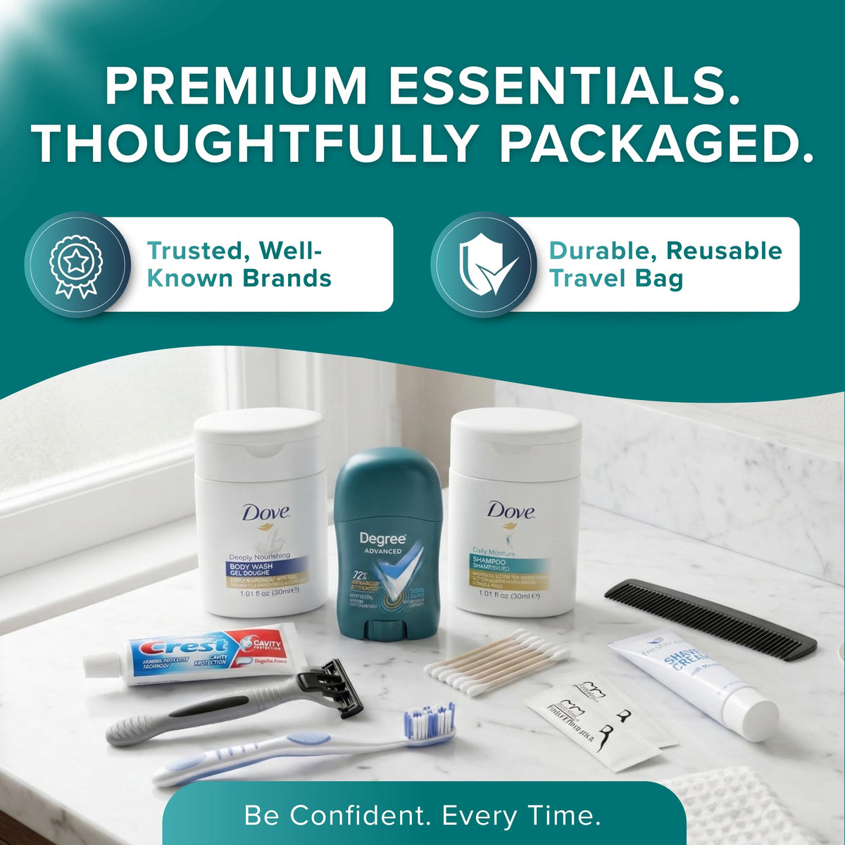 Mens Travel Kit Travel Essentials TSA Approved Toiletry Bag & Toiletries (1 Pack)