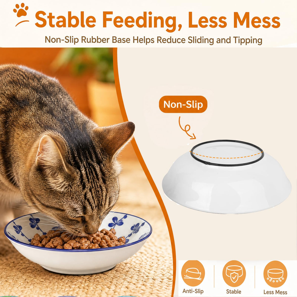 Ceramic Cat Food Bowls (Classic Color)