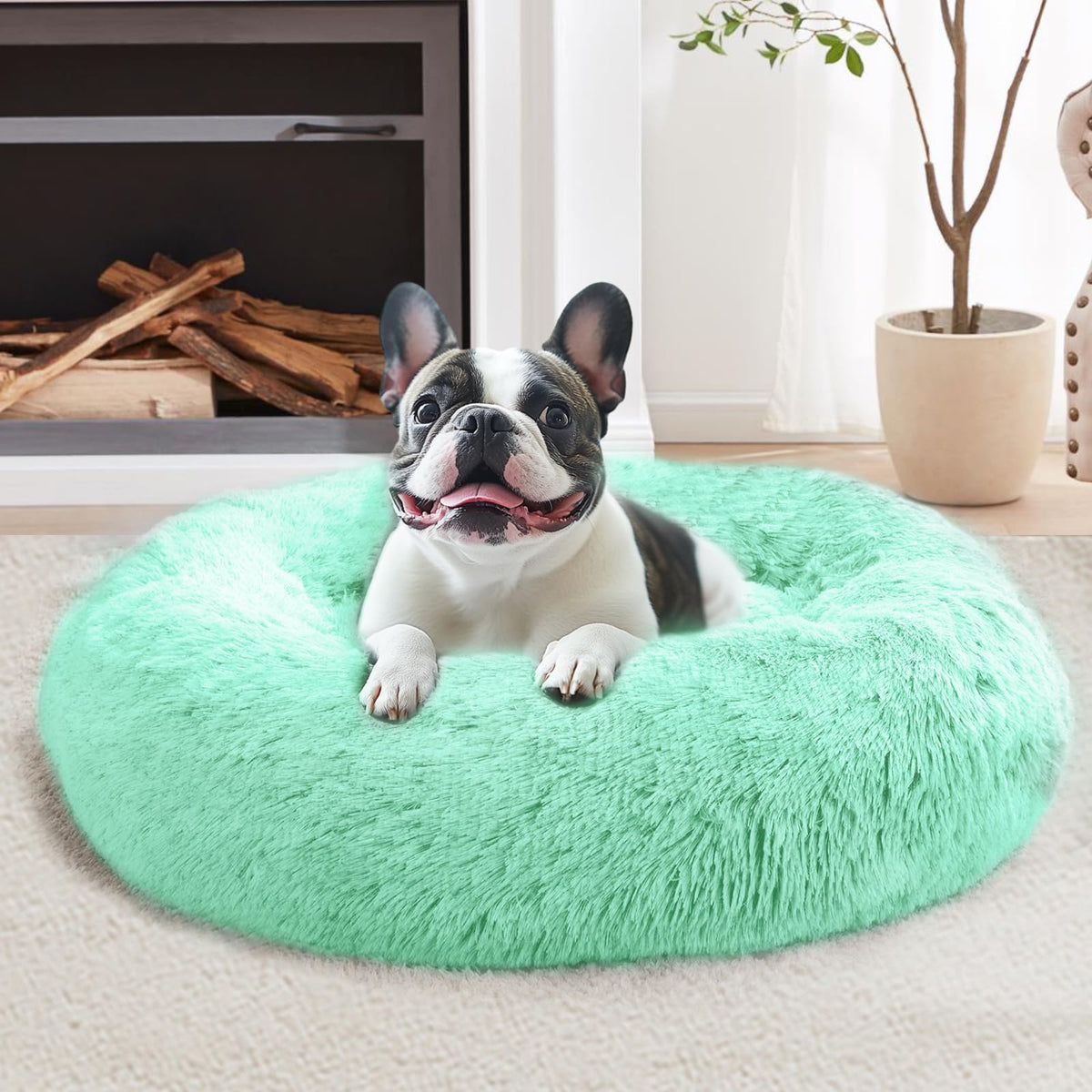 Calming Dog Bed Medium Size Dog (Mint Green / 27.0"L x 27.0"W x 8.0"Th)