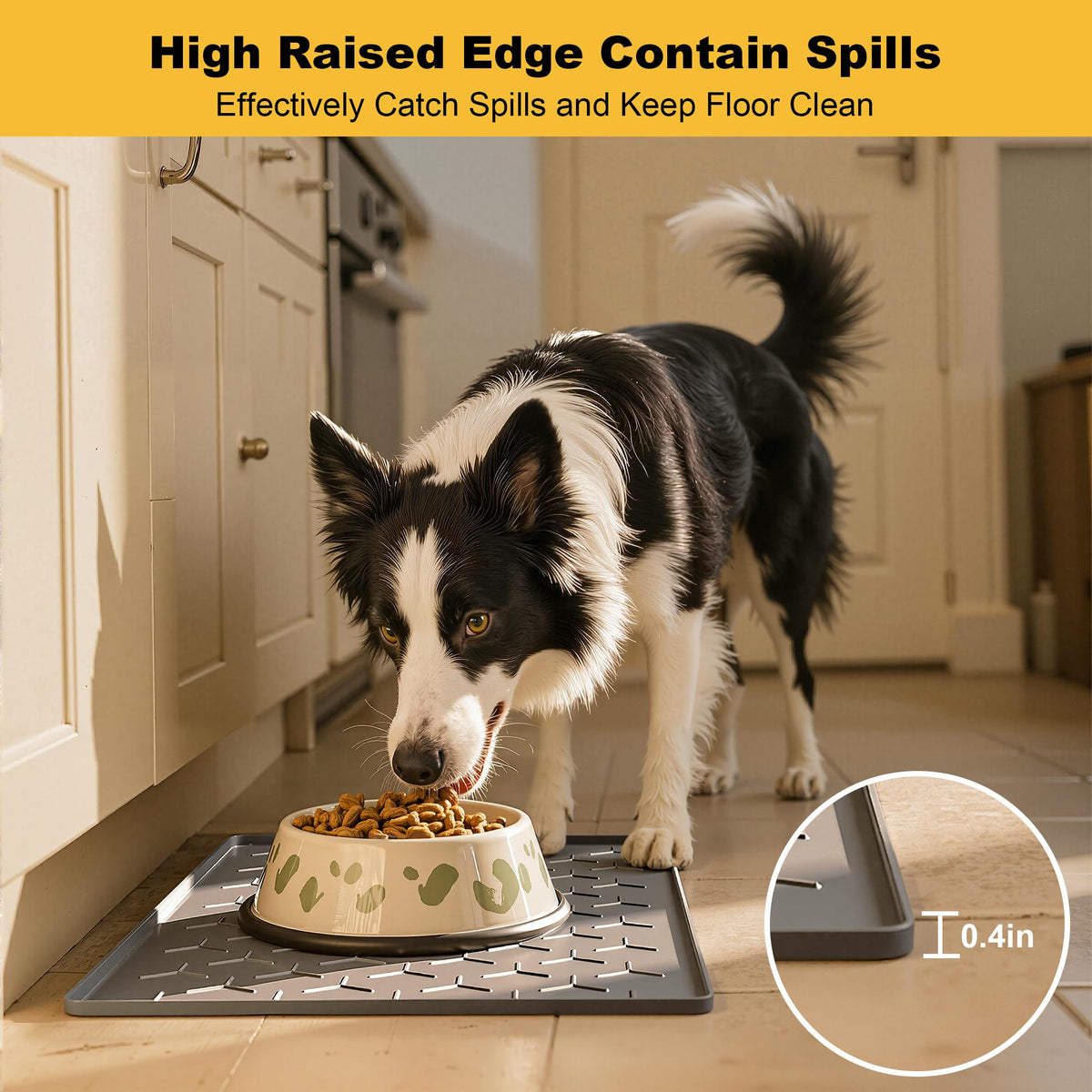 Silicone Dog Cat Food Bowl Mat (M-24''X16'' / Dark Gray)