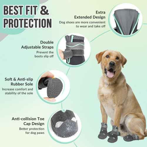 Dog Shoes for Large Small Medium Dogs (Grey / #5 (Width 2.4 inch) for 40-58 lbs)