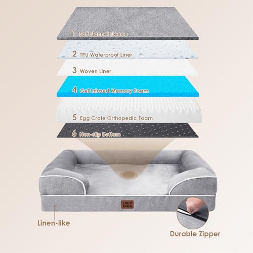 Orthopedic XXL Dog Bed (Grey / 46.0"l X 35.0"w X 7.5"th)