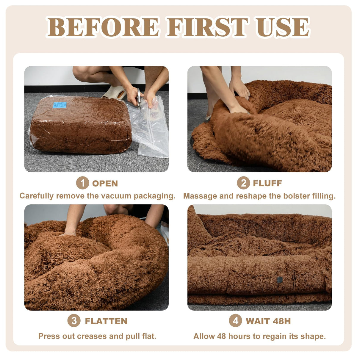 Human Dog Bed (71.0"L x 45.0"W x 12.0"Th / Brown)