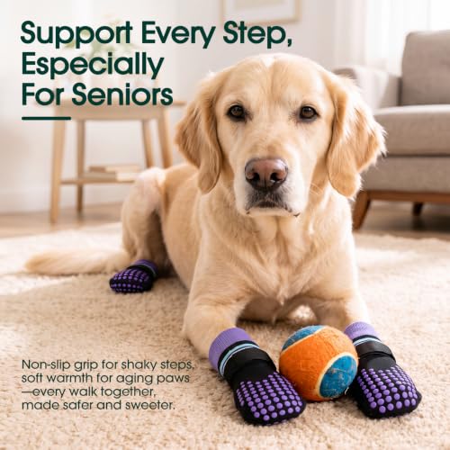 2 Pairs Anti Slip Dog Socks with Grips (M(paw width: 2.36") / black)
