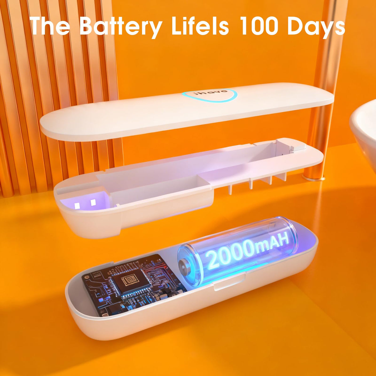 Toothbrush Sanitizer Portable Travel Case for Electric Toothbrushes (White)