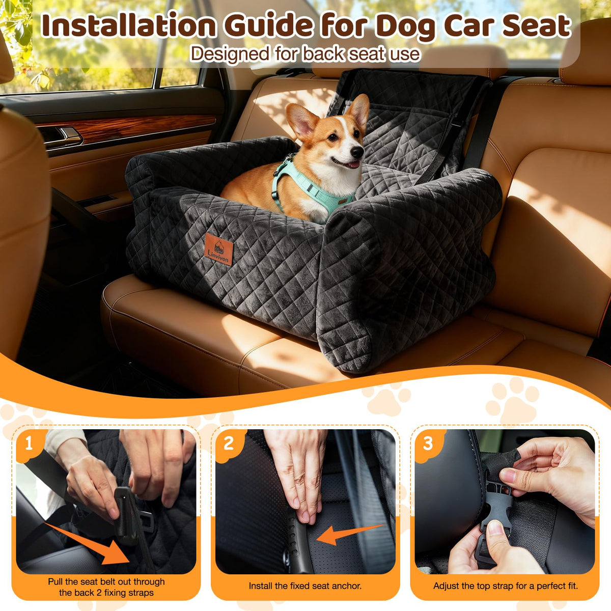 Dog Car Seat for Medium (Black)