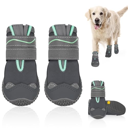 Dog Shoes for Large Small Medium Dogs (Grey / #6 (Width 2.6 inch) for 52-68 lbs)