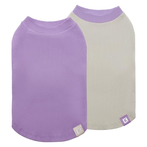 2Pack Waffle Dog Shirt for Small Dogs Soft Dog Sweater Tank Top (Medium (7-11lbs) / 2Pack(Purple+Grey))