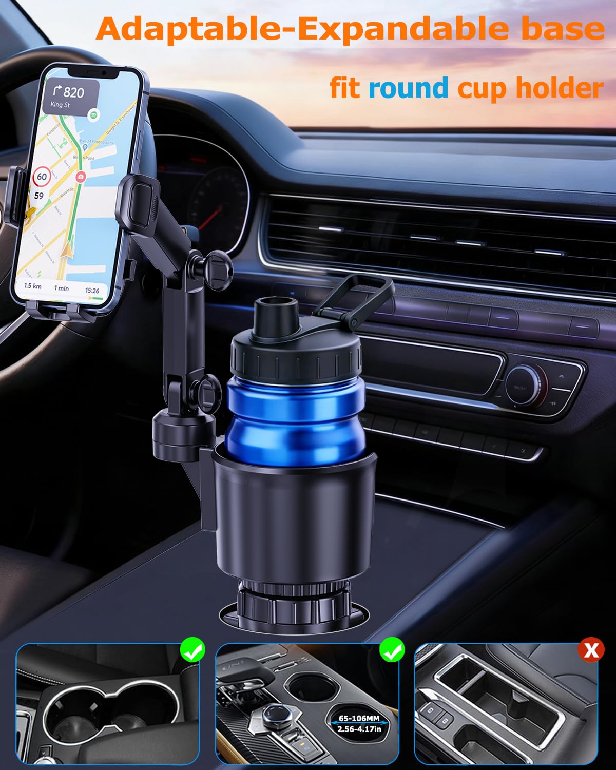 Cup Phone Holder for Car (Black)