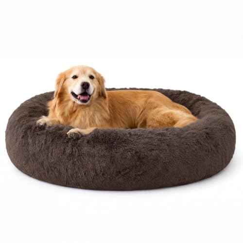 SupportMax® Calming XXL Dog Bed Extra Large Washable Pet Bed (Chestnut Brown / XXL(45x45x9))