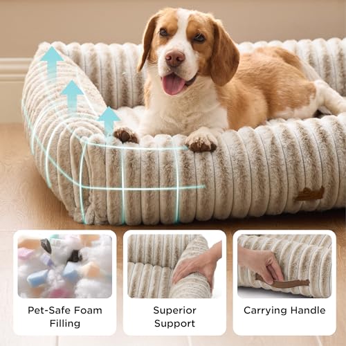 ComfyFleece® Cute Dog Beds Large Sized Dog Washable (36.0"L x 27.0"W x 8.0"Th / Amphora)