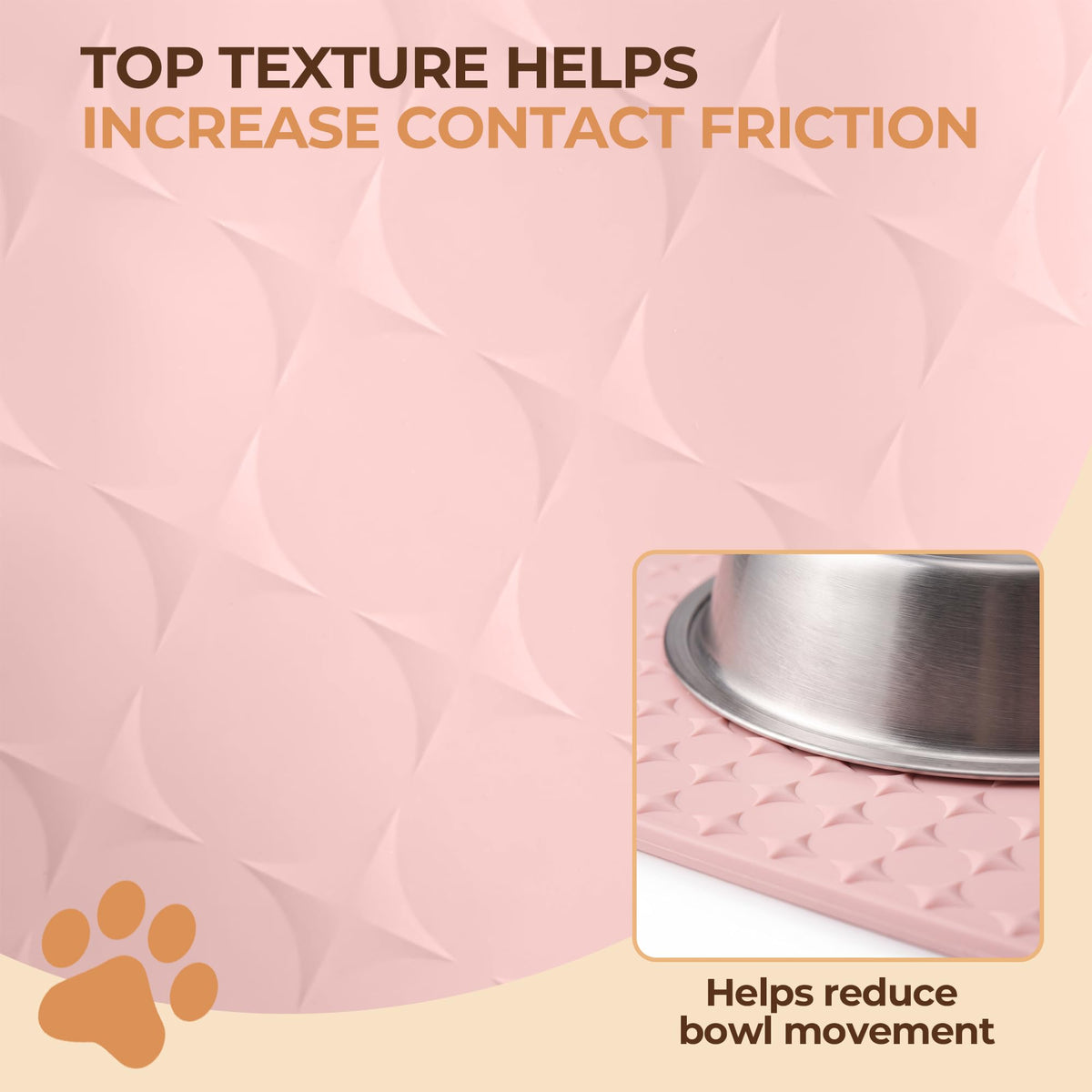16 x 16 in Small Silicone Pet Food Mat for Dog & Cat Bowls Pink (Pink / 16"L x 16"W)