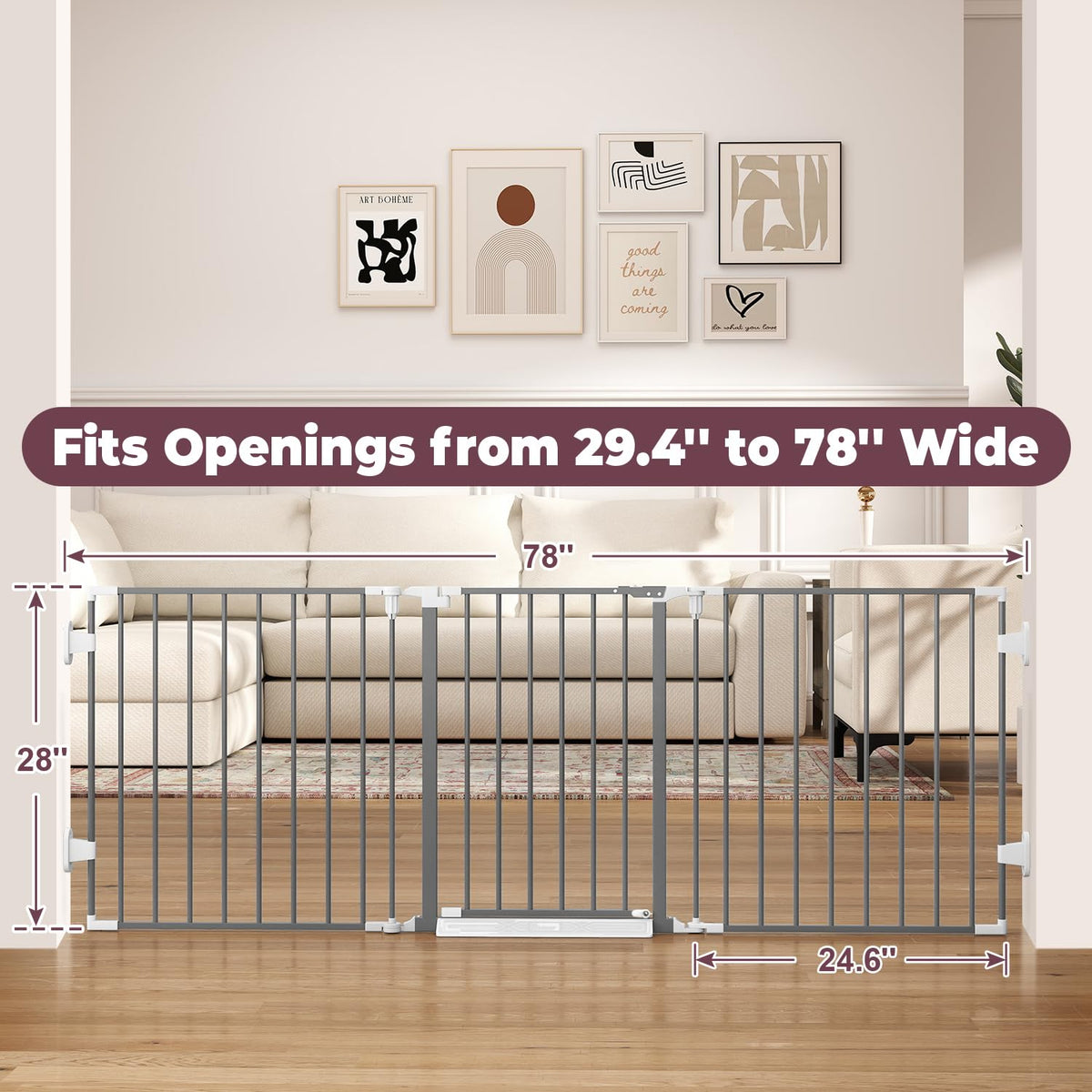29.4 78" Extra Wide Baby Gate (Gray / 78" Wide)