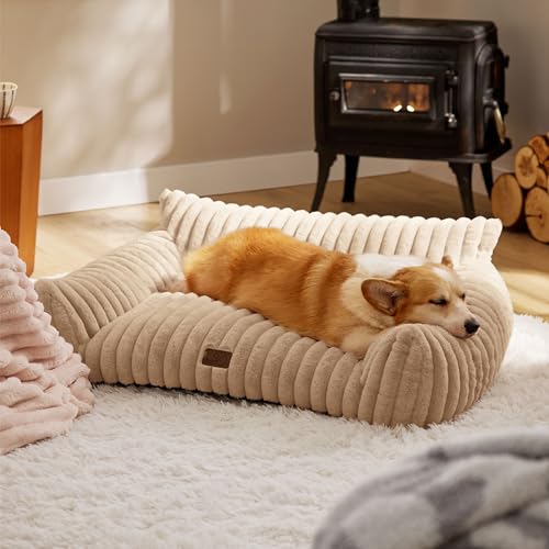 ComfyFleece® Shown on TV Dog Couch for Medium Dogs (36x27x10" / Sandy Beige)